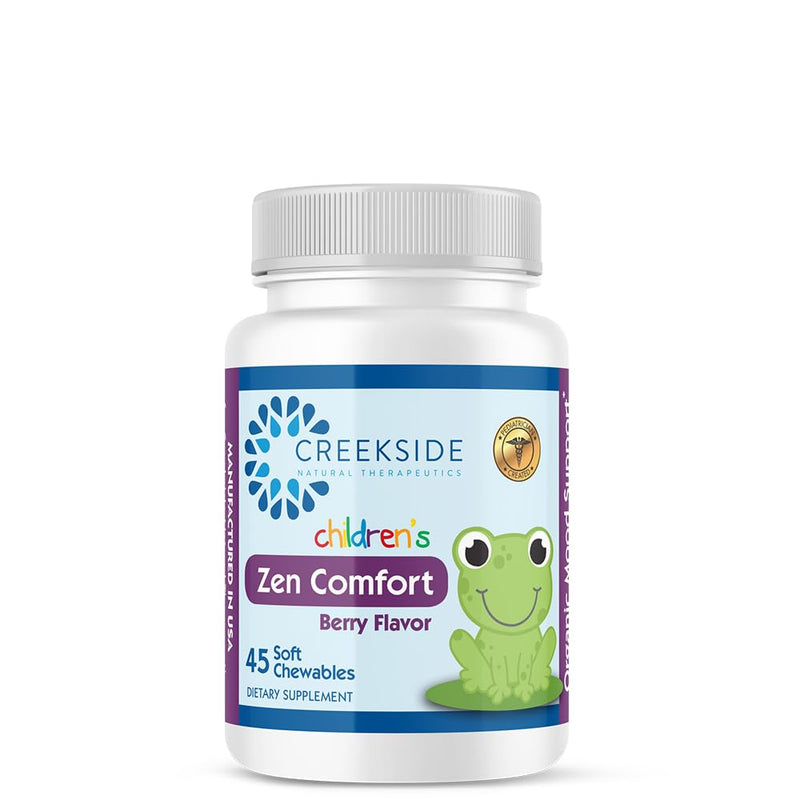 [Australia] - Zen Comfort for Kids, Organic Relaxation Support with 5-HTP, L-Theanine, Passionflower, Zinc, Pediatrician Formulated, Zero Sugar, Vegan, Berry Flavor, 45 Soft Chewables Chewable 