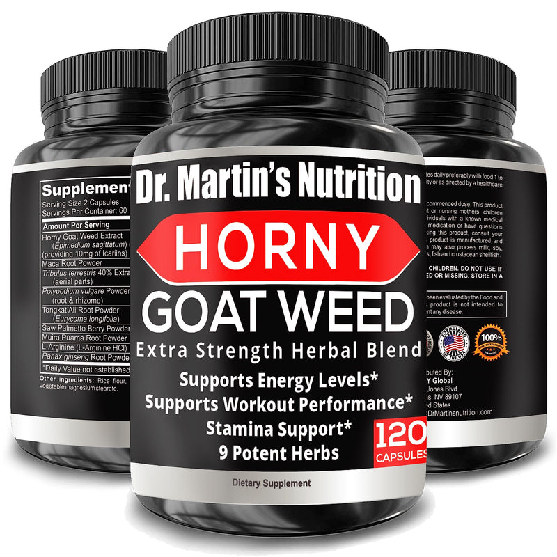 [Australia] - Super Strength 1590mg Horny Goat Weed 120 Capsules With Maca Arginine & Ginseng - Naturally Boost your Health, Workout Performance, Endurance & Energy, Joint Health For Men & Women (120C) 