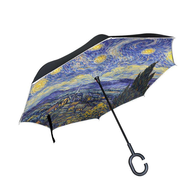 ALAZA Inverted Golf Umbrella Colorful Building Block Patterns UV Anti Windproof Reverse Folding Umbrellas with C-Shape Handle for Car Outdoor Travel Color01