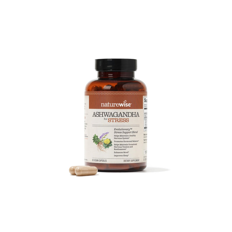 [Australia] - NatureWise Ashwagandha for Stress - With KSM-66 Ashwagandha Extract + GABA + L-Theanine + Rhodiola Rosea - Herbal Stress Support Supplement - Vegan, Non-GMO, Gluten-Free - 60 Capsules[1-Month Supply] 