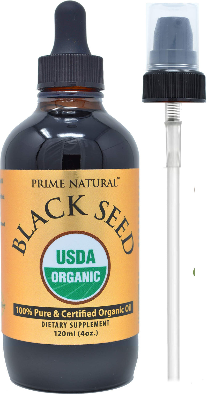 [Australia] - Organic Black Seed Oil 4oz - Cold Pressed Unrefined High Thymoquinone 1.7% USDA Certified - Turkish Origin Potent Nigella Sativa Liquid - Vegan Omega 3 6 9, Antioxidant Immune Boost Joints Skin Hair 4.05 Fl Oz (Pack of 1) 