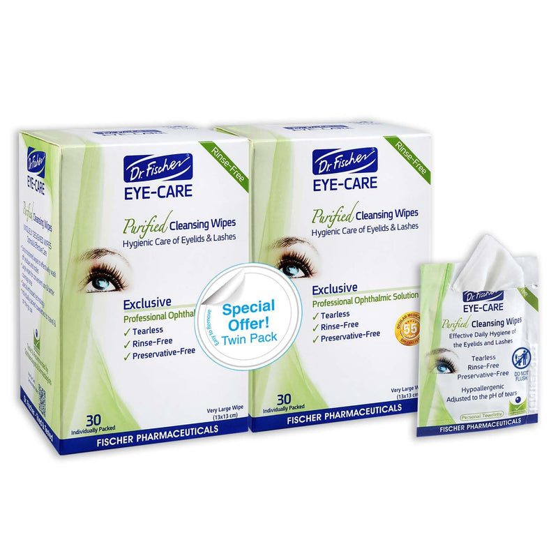 [Australia] - Dr. Fischer Eyelid Wipes. Pre-moistened Eye Wipes for Eyelids. Make-up Remover (Twin Pack) 