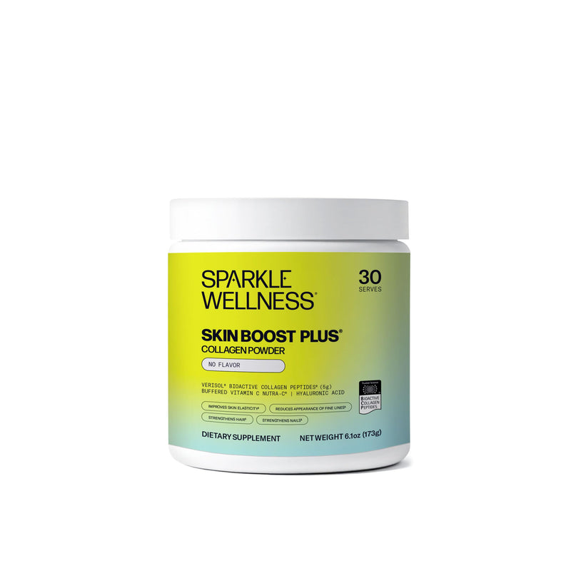 Sparkle Wellness Skin Boost Plus VERISOL Collagen Peptides (No Flavor) | 30 Serves with Vitamin C & Hyaluronic Acid for Hair, Skin & Nail Health, Gelita-Sourced Unflavored 30 Servings (Pack of 1)