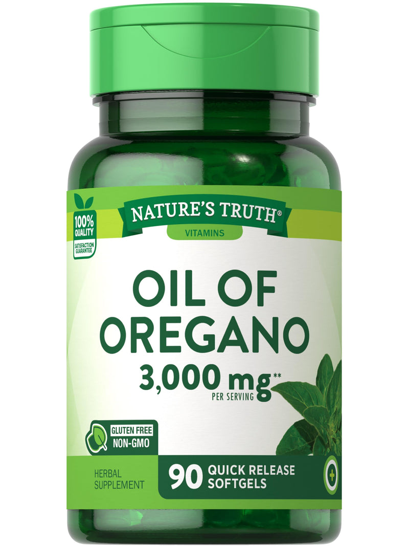 [Australia] - Oregano Oil Softgels | 3000mg | 90 Pills | Contains Carvacrol | Non-GMO, Gluten Free | By Nature's Truth 90 Count (Pack of 1) 