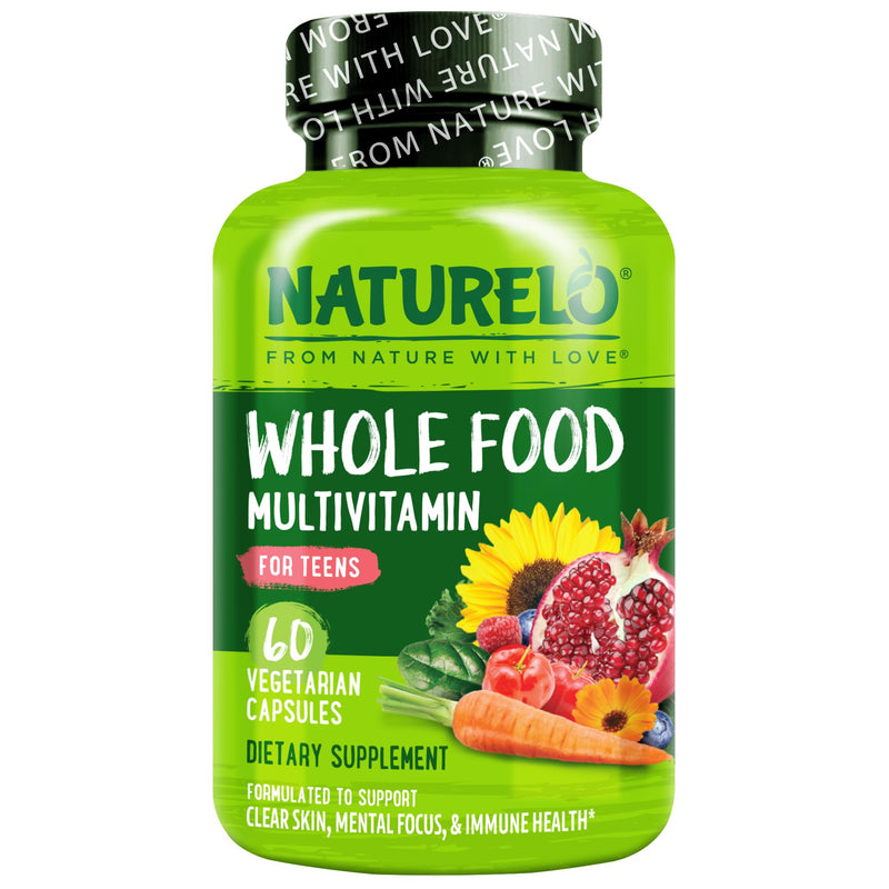 NATURELO Multivitamins for Teenage Girls/Boys, 60 Capsules, Whole Food Multivitamin with Minerals, Non-GMO, Vegetarian 60 Count (Pack of 1)
