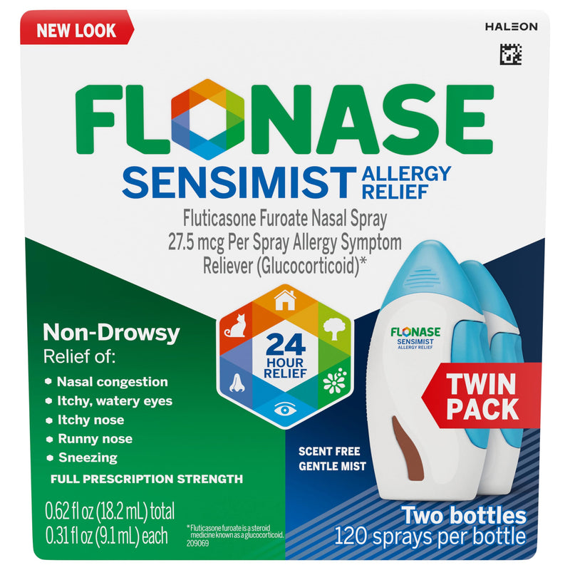 [Australia] - Flonase Sensimist Allergy Relief Nasal Spray for Non-Drowsy, 24-Hour Multi-Symptom Allergy Relief – 120 Sprays (Pack of 2) 