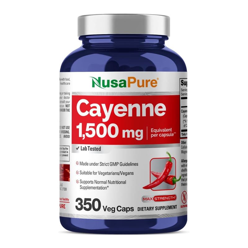 [Australia] - NusaPure Cayenne Pepper 1500mg Per Caps, 350 Veggie Capsules, Vegetarian, Non-GMO, Gluten-Free 
