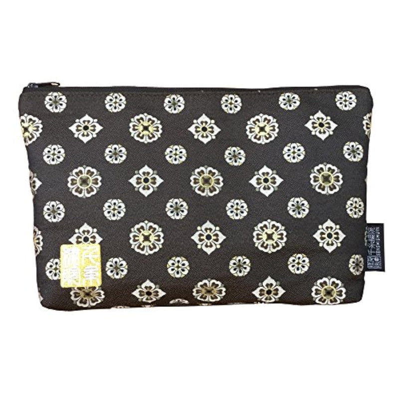 千糸繍院 Brocade zipper pouch, lined with Nishijin brocade, size M. (Shosohanabishimon)