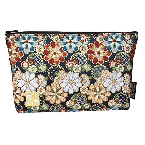 千糸繍院 Brocade zipper pouch, lined with Nishijin brocade, size M. (Saikaranman)