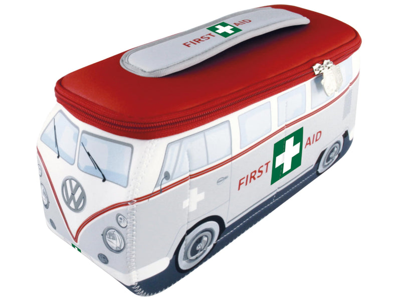 BRISA VW Collection - T1 Bus Camper Toiletry Bag Cosmetic Case Large (30 x 14 x 12 cm) First Aid/Gray