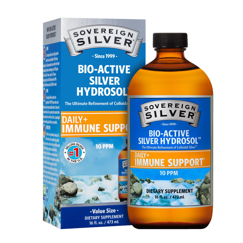 [Australia] - Sovereign Silver Bio-Active Silver Hydrosol for Immune Support - Colloidal Silver Liquid -10 ppm, 16oz (473mL) - Value Size Unflavored 16 Fl Oz (Pack of 1) 