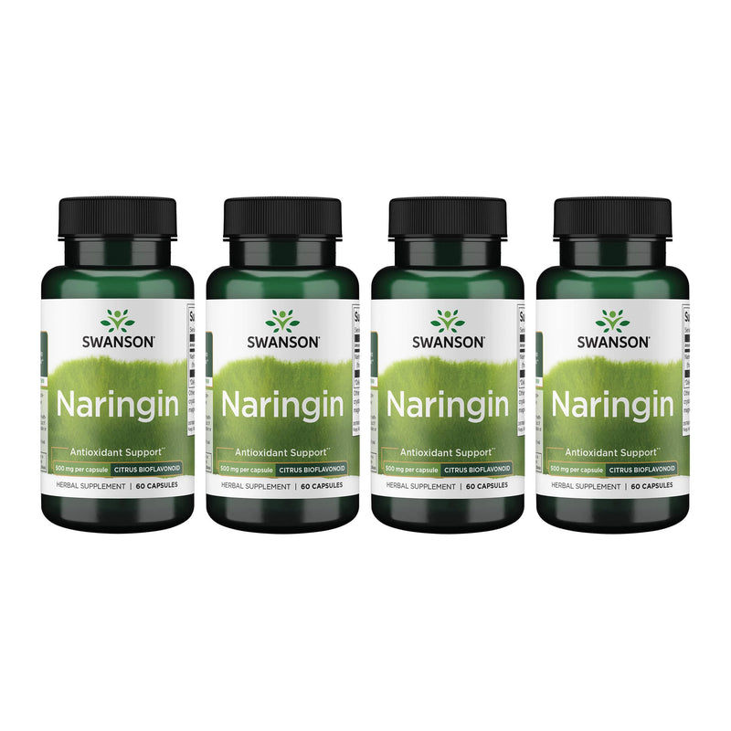 Swanson Naringin Citrus Bioflavonoid Antioxidant, 500 mg, 60 Caps, 4 Pack | For Adults Seeking Enhanced Vitamin C Benefits, Grapefruit-Derived Antioxidant Protection Against Free Radicals 60 Count (Pack of 4)