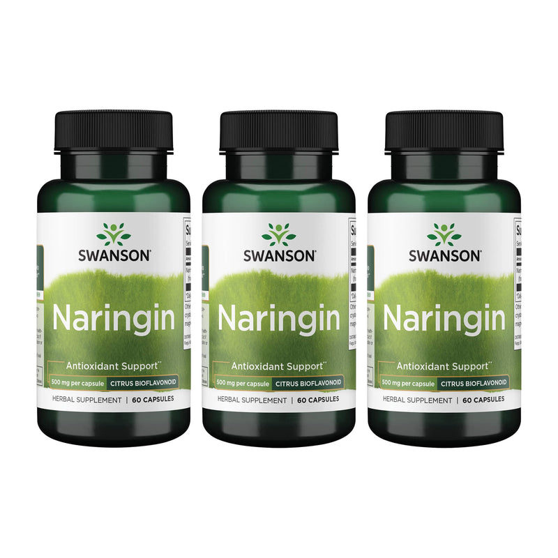 Swanson Naringin Citrus Bioflavonoid Antioxidant, 500 mg, 60 Caps, 3 Pack | For Adults Seeking Enhanced Vitamin C Benefits, Grapefruit-Derived Antioxidant Protection Against Free Radicals 60 Count (Pack of 3)