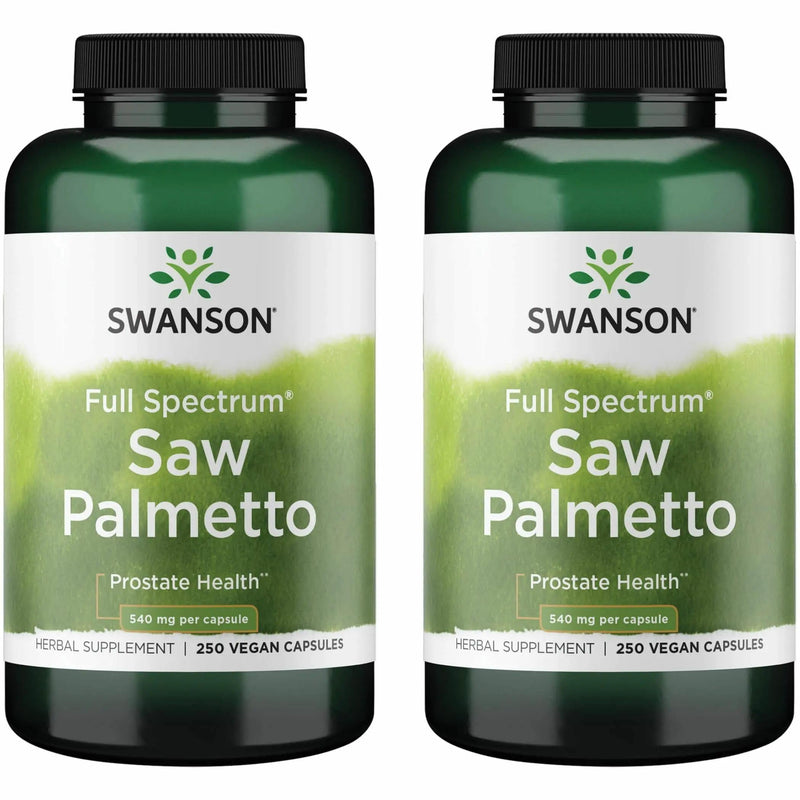 [Australia] - Swanson Saw Palmetto - Herbal Supplement Promoting Male Prostate Health Support - Natural Hair Supplement & Urinary Health Support (540 mg 250 Capsules) (2 Pack) 