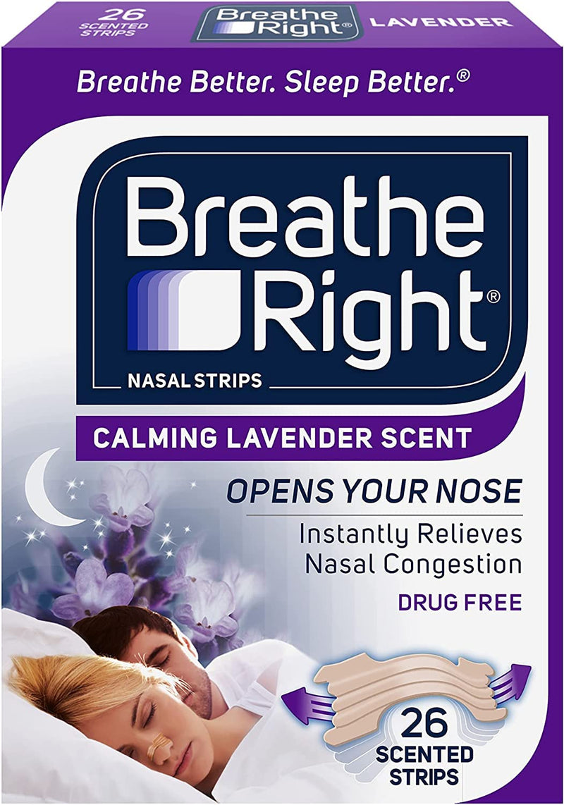 [Australia] - Breathe Right Calming Lavender Scented Drug-Free Nasal Strips for Nasal Congestion Relief 26 count - Pack of 2 
