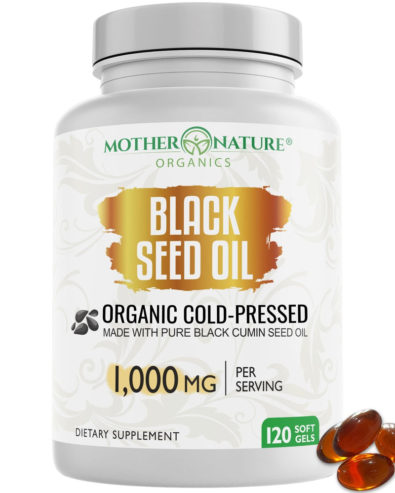 [Australia] - Black Seed Oil Capsules - 120 count (ORGANIC, non-GMO Liquid) Premium Cold Pressed Black Cumin Seed Oil - 500mg each, 1000mg Per Serving w/Omega 3,6, 9 
