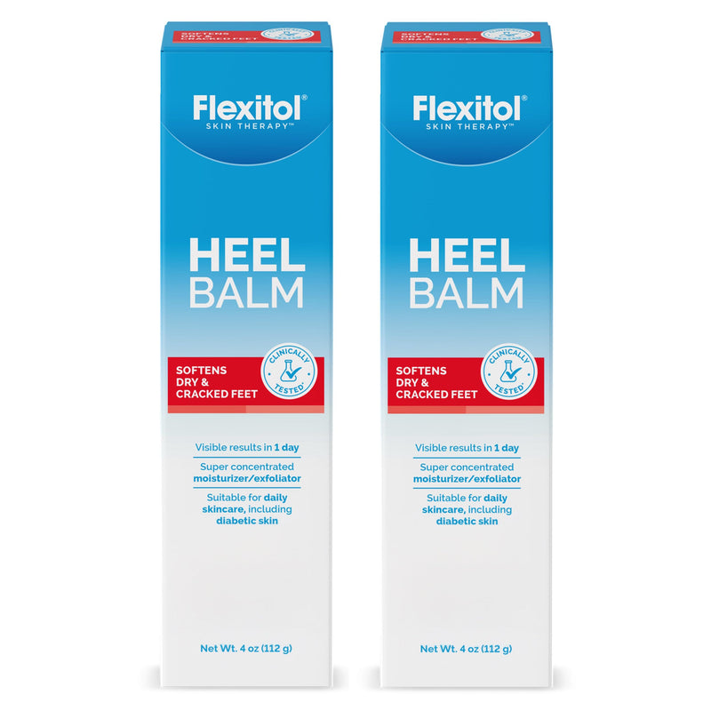 Flexitol Heel Balm Twin Pack, 25% Urea Cream for Dry Cracked Heels | 2x4 oz | Exfoliates & Moisturizes with Aloe, Vitamin E & Shea Butter, Visible Results in 1 Day, Diabetes-Friendly 4 Ounce (Pack of 2)