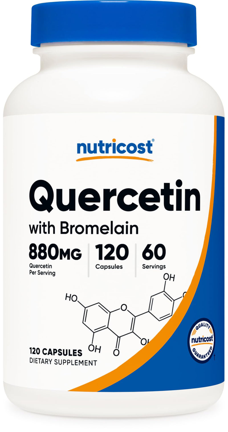 [Australia] - Nutricost Quercetin with Bromelain, 880mg Quercetin + 165mg Bromelain Per Serving, 120 Capsules, 60 Servings (2 Caps Per Serving) - Vegetarian, Non-GMO & Gluten Free 120 Count (Pack of 1) 
