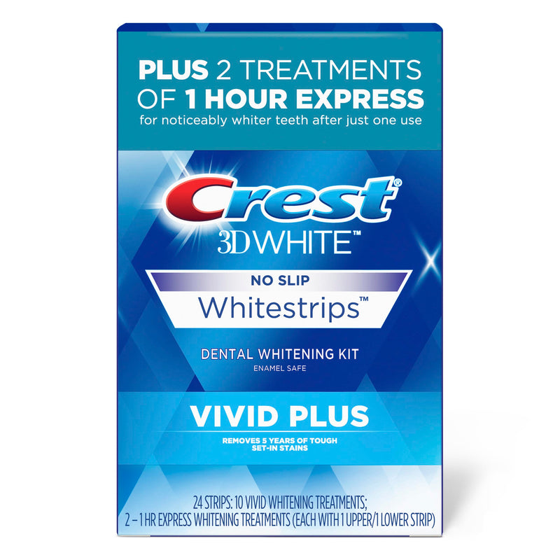 [Australia] - Crest 3D Whitestrips, Vivid Plus, Teeth Whitening Strip Kit, 24 Count (Pack of 1) 