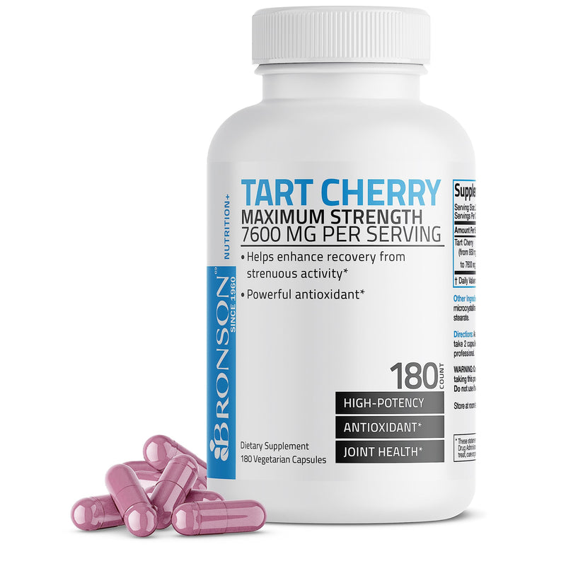 [Australia] - Bronson Tart Cherry Maximum Strength 7600 mg, 180 Vegetarian Capsules (90 Servings) 180 Count (Pack of 1) 