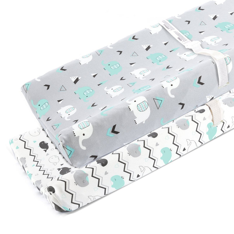 [Australia] - Stretchy Changing Pad Covers for Boys Girls,2 Pack Jersey Knit,Elephant & Whale Elephant & Whale 