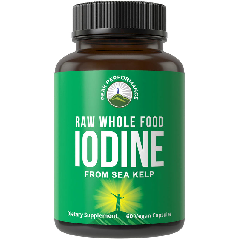 [Australia] - Raw Whole Food Iodine Supplement from Organic Kelp (Ascophyllum Nodosum) by Peak Performance. Potassium Iodide Support Tablets. for Metabolism, Energy, and Immune. 60 Vegan Capsules, Pills. 60 Count (Pack of 1) 
