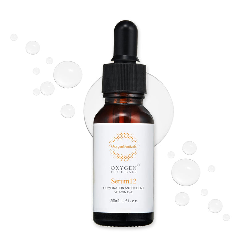 OxygenCeuticals Serum 12 – Pure Vitamin C 12% + Vitamin E Antioxidant Brightening Serum, Gentle Formula for Sensitive Skin, Improves Tone & Radiance. 1.01 fl.oz (30ml)