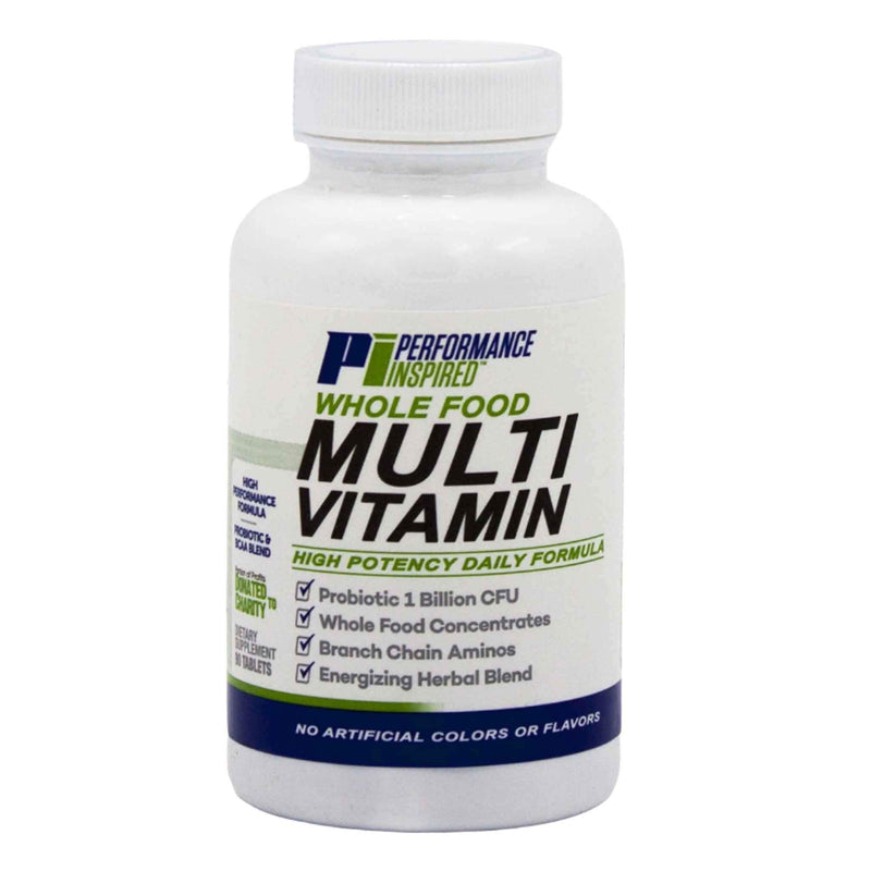PERFORMANCE INSPIRED Whole Food Multi Vitamin – 90 Count | 1 Billion CFU Probiotics - BCAAs - Energizing Herbal Complex