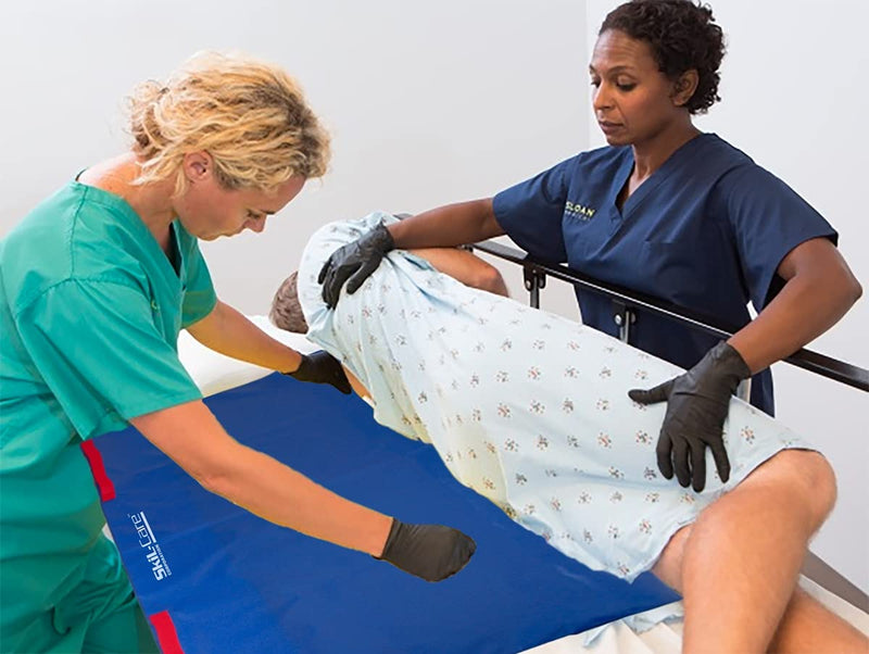 [Australia] - Skil-Care Transfer Reposition Bed Sheet with Handles, Easy-to-Use Patient Slide Sheet, Standard Size 48" x 40", for Safe Patient Transfers and Positioning, Blue, 556069 