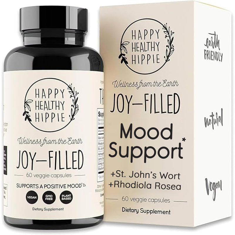 [Australia] - Joy-Filled Mood Support Supplement with St. Johns Wort | Stress Relief Supplement - Helps Calm The Mind & Body | 100% Plant-Based, Ashwagandha, Rhodiola Rosea, Eleuthero | Herbal, 60 ct 60 Count (Pack of 1) 