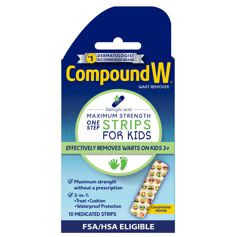 [Australia] - Compound W One Step Wart Remover Strips for Kids, 10 Medicated Strips 10 count unflavored 10 Count (Pack of 1) 