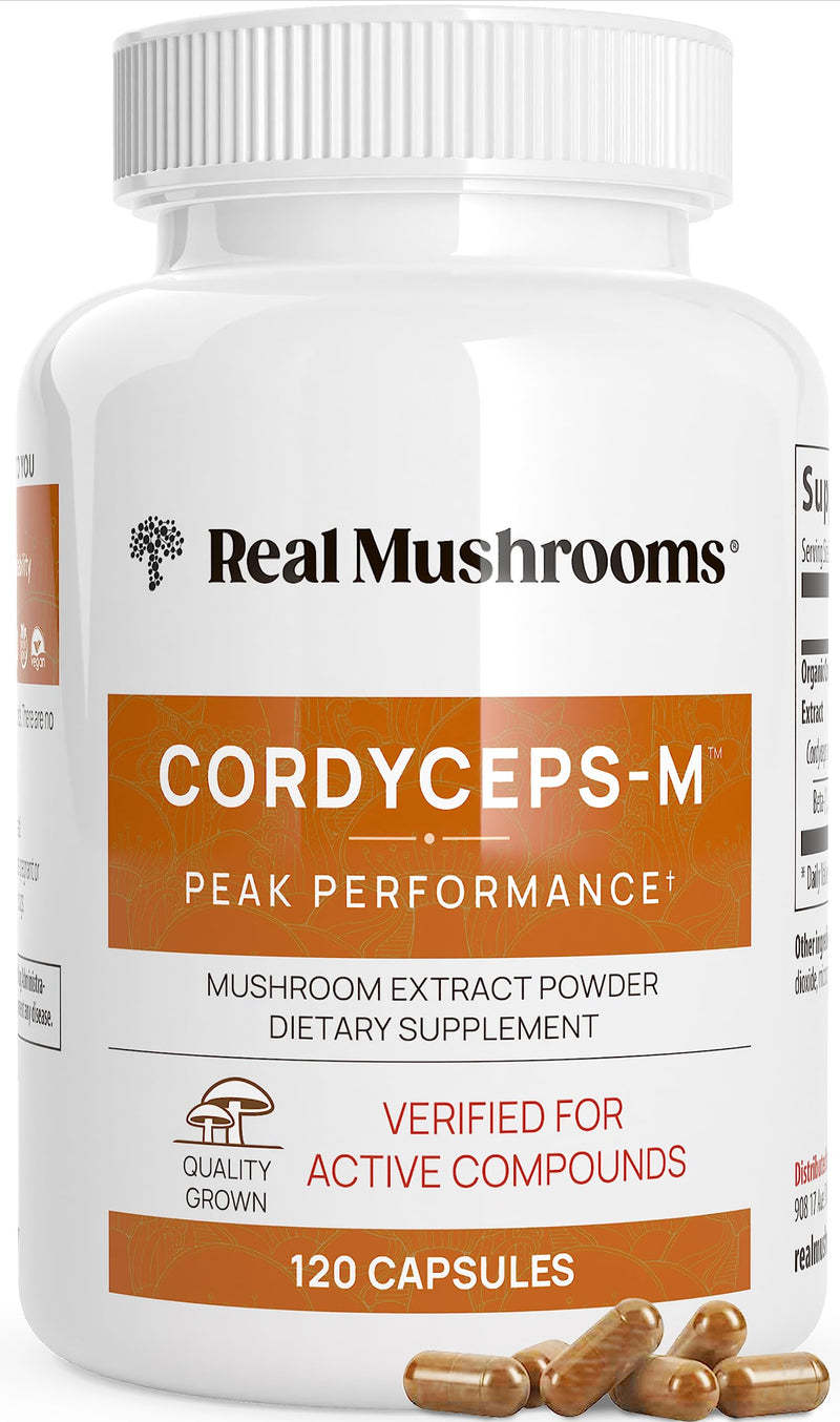 [Australia] - Real Mushrooms Supplement Capsules - Cordyceps Mushroom Powder Rich in Beta Glucans - Mushroom Pills Cordyceps for Energy and Performance - Vegan, Non-GMO, No Grain Fillers, 120 ct Cordyceps Capsule 120 Count (Pack of 1) 