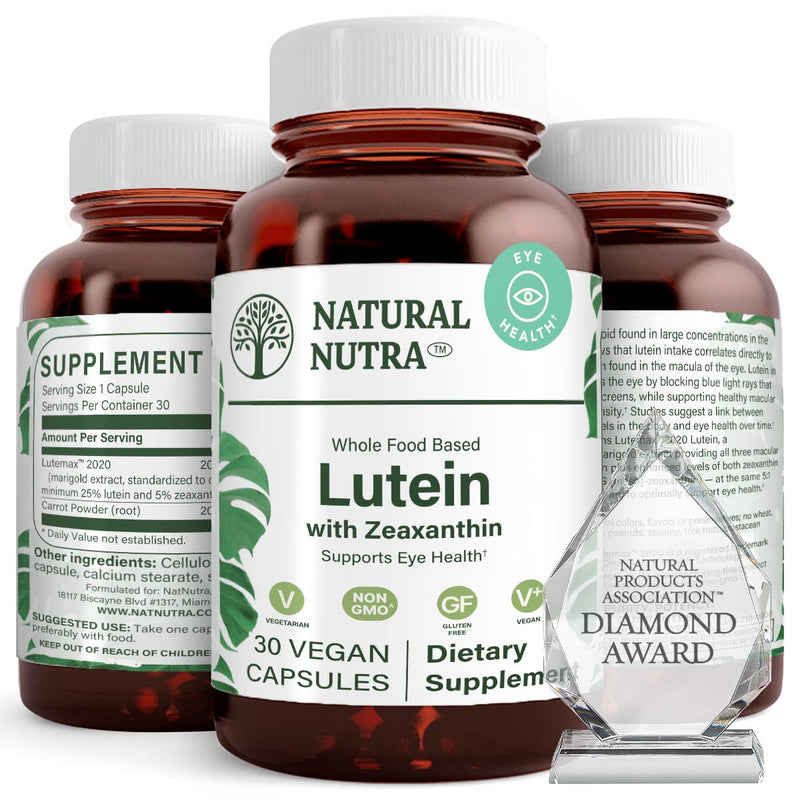 Natural Nutra Lutein & Zeaxanthin Supplement 20mg, 30 Capsules | Maintains Vision, Protects Cells in Eyes, Enhances Level of Zeaxanthin & Isomers, Supports Eye Health, Gluten-Free, Soy-Free 30 Count (Pack of 1)