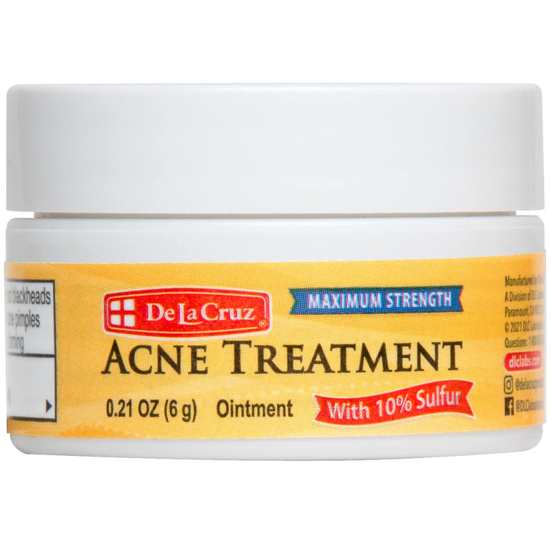 [Australia] - De La Cruz 10% Sulfur Ointment - Cystic Acne Treatment for Face and Body - Daily 10 Min Spot Treatment Mask Safe and Effective Game Changing Hormonal Acne Treatment that Clears Up Pimples 0.21oz 6g 0.21 Ounce (Pack of 1) Maximum Strength 