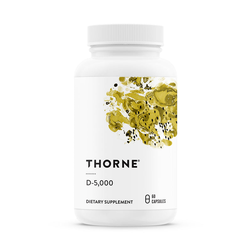 THORNE - Vitamin D-5,000 - Vitamin D3 Supplement - Supports Healthy Bones, Teeth & Muscles, Plus Cardiovascular & Immune Function* - NSF Certified for Sport - Gluten, Dairy & Soy-Free - 60 Capsules 60 Count (Pack of 1)