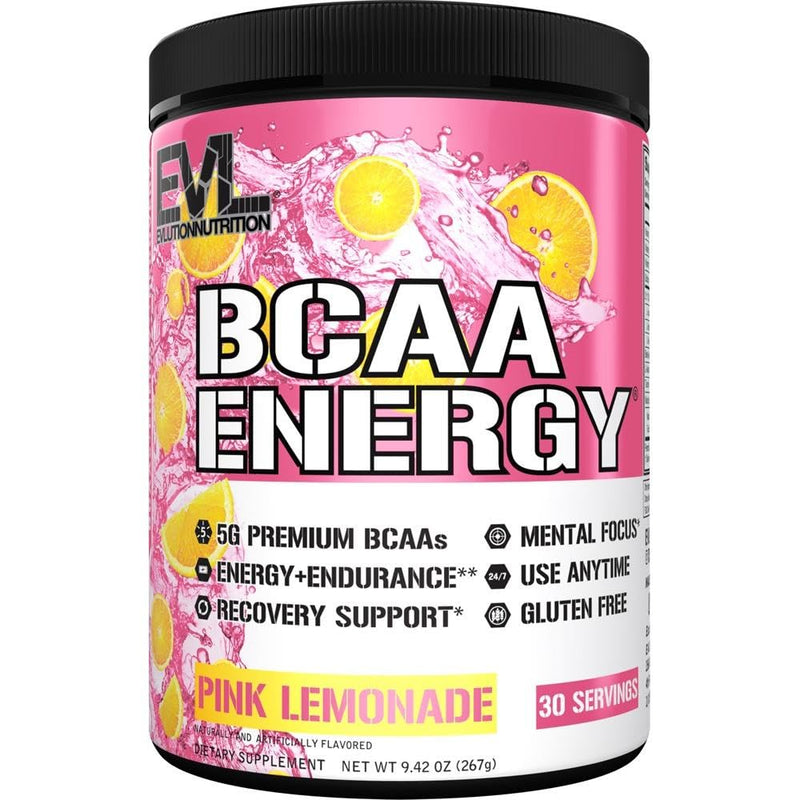 [Australia] - EVL BCAAs Amino Acids Powder - BCAA Energy Pre Workout Powder for Muscle Recovery Lean Growth and Endurance - Rehydrating Post Workout Recovery Drink with Natural Caffeine - Pink Lemonade 30 Servings 