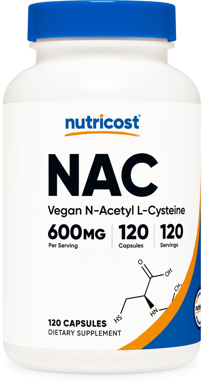 [Australia] - Nutricost N-Acetyl L-Cysteine (NAC) 600mg, 120 Vegetarian Capsules - Non-GMO, Gluten Free, Vegetarian Caps 