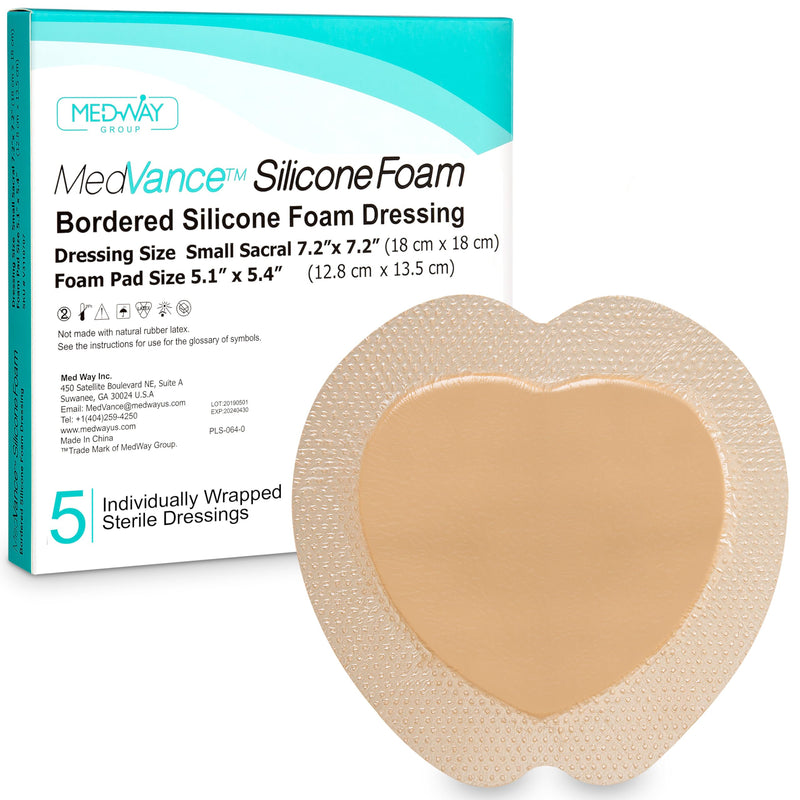 [Australia] - MedVance TM Silicone - Bordered Silicone Adhesive Foam Dressing Sacral Size 7"x 7" Box of 5 dressings 7"x7" Sacral 