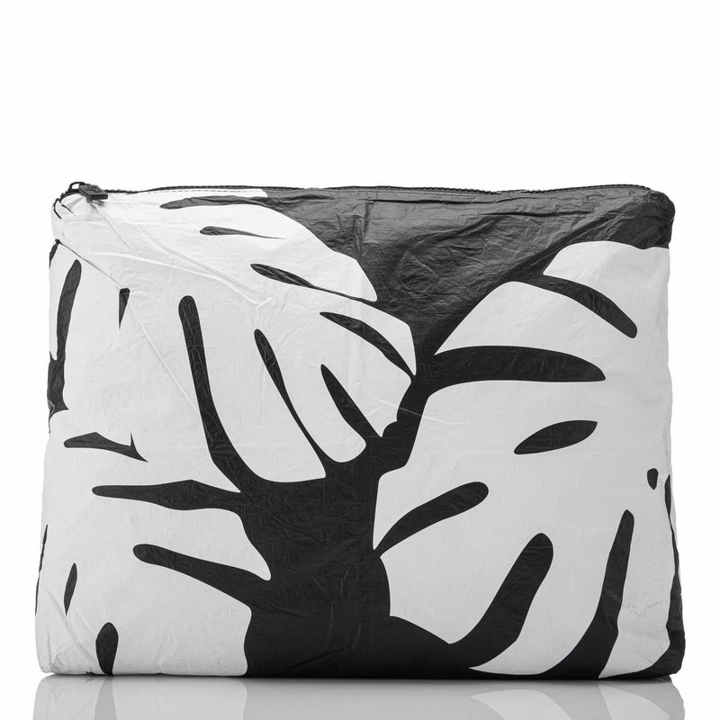 ALOHA Collection MAX Pouch, Lightweight Splash-Proof Travel Organizer for Luggage, Packing, Beach Gear & Gym Clothes, Monstera White on Black Max Monstera Pouch