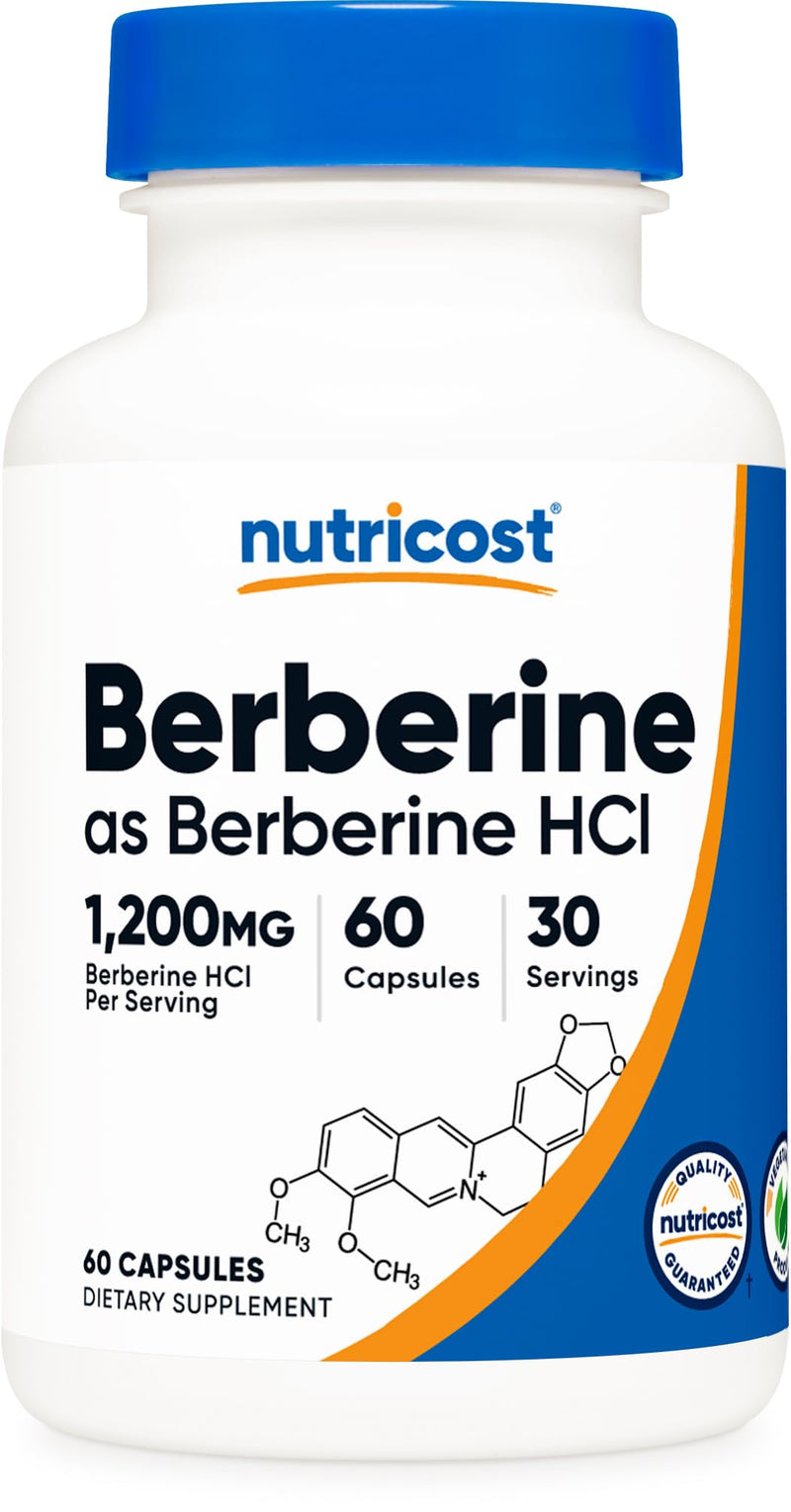 [Australia] - Nutricost Berberine HCl 600mg, 60 Vegetarian Capsules - Gluten Free & Non-GMO 60 Count (Pack of 1) 