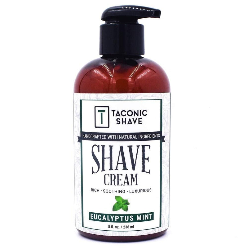 [Australia] - Taconic Shave, Natural Shaving Cream - Eucalyptus & Mint – Ultra-Rich High Lather Formula – Natural Shave Cream for Men & Women in 8 oz. Pump Bottle – Scented Shaving Cream 
