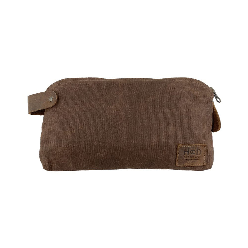 Hide & Drink, Large All Purpose Dopp Kit Utility Bag, Waxed Canvas, Handmade, Honey Bourbon