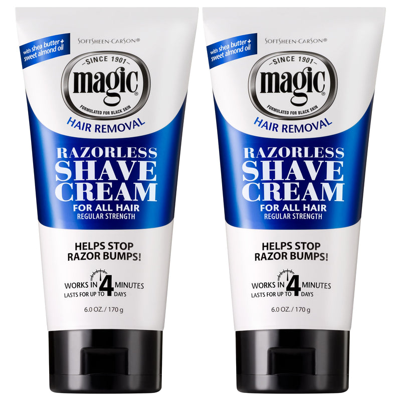 [Australia] - SoftSheen-Carson Magic Razorless Shaving Cream, Depilatory Hair Removal Cream for Body Hair, Regular Strength, Works in 4 Minutes, 2 Count 6 Ounce (Pack of 2) 