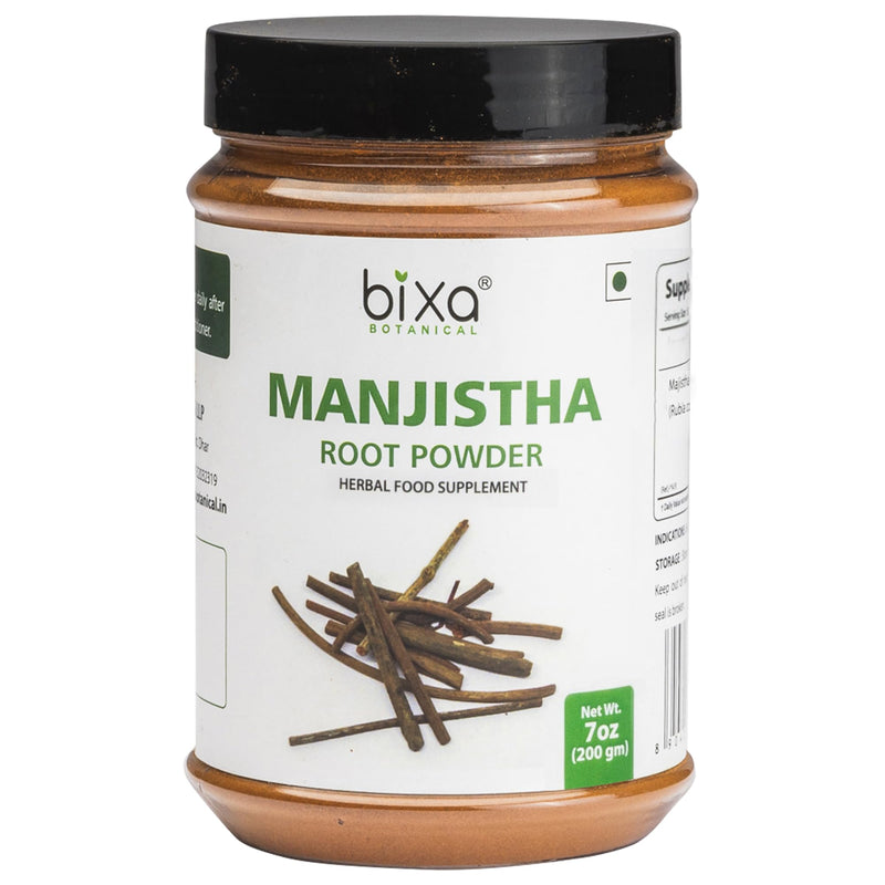 [Australia] - bixa BOTANICAL Manjistha Powder | Rubia cordifolia | 200 Grams / 7 OZ | Herbal Supplement for Skin & Face Pack | Gluten Free, Non-GMO, Steam Treated, Vegan, 100% Pure. 7 Ounce (Pack of 1) 