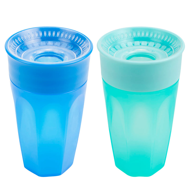 [Australia] - Dr. Brown's Milestones Cheers 360 Training Cup for Toddlers & Babies, Leak-Free Sippy Cup, Blue/Aqua, 10oz/300mL, 9m+, 2 Pack (Colors May Vary) 10 oz, Blue & Aqua 