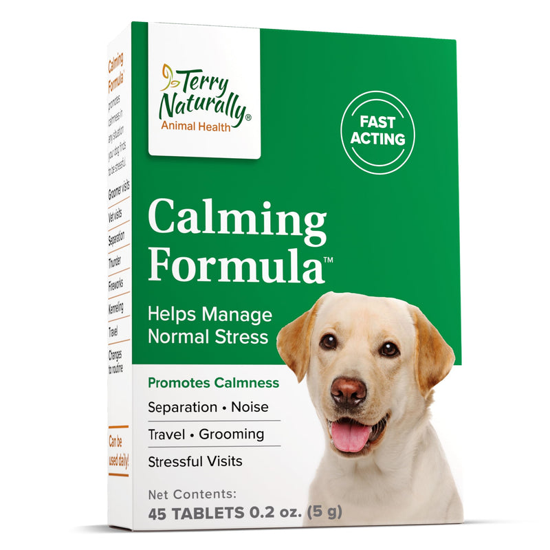 Terry Naturally Animal Health Calming Formula - 45 Tablets - Promotes Calm & Relaxation for Dogs - Non-GMO - 45 Servings - PawsPlanet Australia