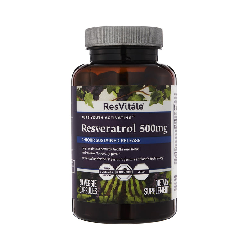 [Australia] - ResVitále Resveratrol 500 mg - Resveratrol Supplement for Men and Women - 60 Veggie Capsules 60 Count (Pack of 1) 