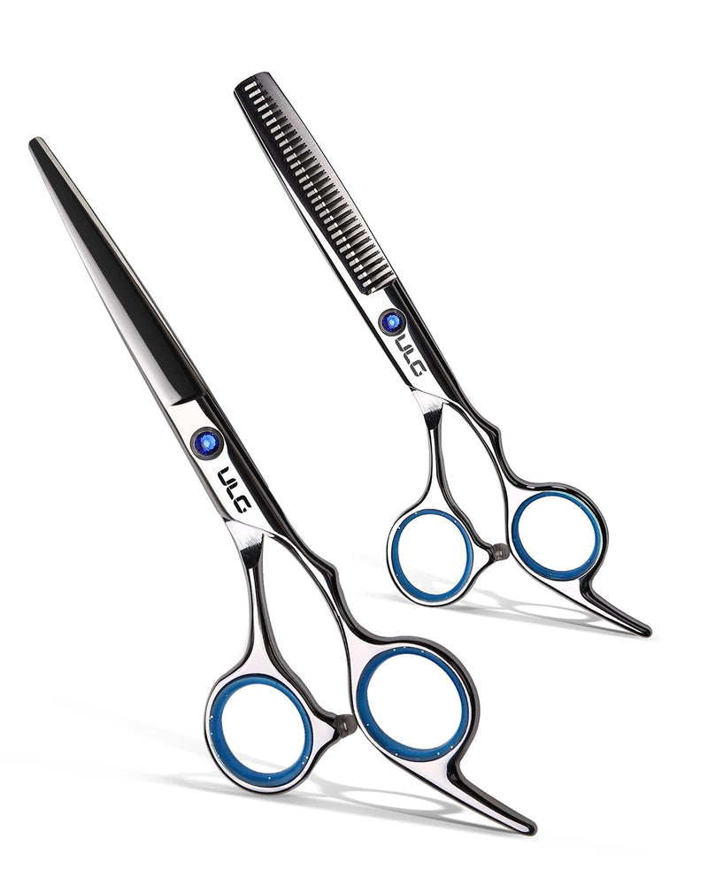 Hair Cutting Scissors Thinning Shears Kit ULG Professional Barber Hairdressing Texturizing Salon Razor Edge Scissor Japanese Stainless Steel 6.5 inch Silver