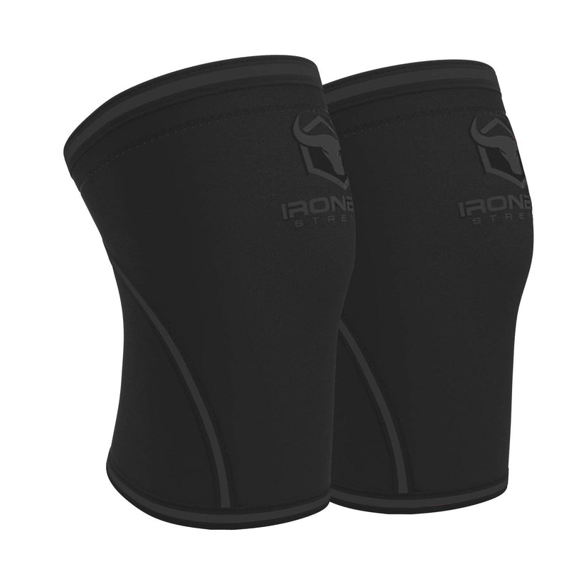 [Australia] - Iron Bull Strength 7mm Knee Sleeves (Pair) for Weightlifting & Powerlifting (USPA, IPL, IWF & USAW Approved) | High-Performance Knee Compression Support For Squats, Weight Lifting - Men and Women Black/Charcoal Large 