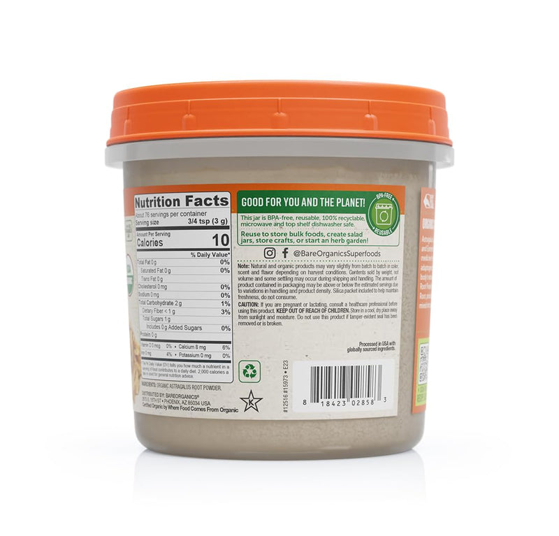 [Australia] - BareOrganics Astragalus Root Powder, Superfood Powder, Organic Dietary Supplement, 8 Ounce 